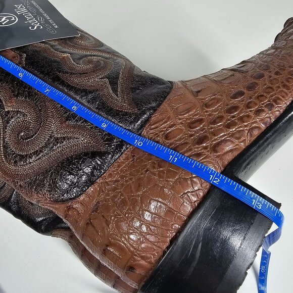 Sedona West Mens Cowboy Boots Leather Crocodile Print Cognac Brown Mens 7.5D NWT - Picture 12 of 14